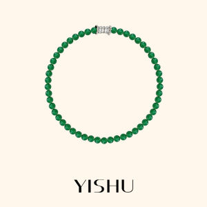 YISHU | Dây Chuyền Thạch Anh Lục Tự Nhiên Phong Cách Trung Quốc