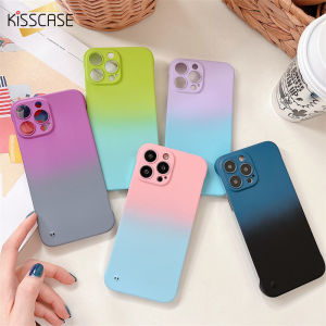 KISSCASE Two-Color Gradient Borderless Suitable For iPhone 14 Pro Max Case Skin-Feeling Matte Hard PC Mobile Phone Back Cover Case For Apple 14Pro 14Plus 13 12 11 Protective Shell