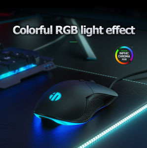 INPHIC PB1 Wired Gaming Mouse 3200 DPI Optical Silent Mouse 6 Buttons Programmable with 7 Colors RGB Breathing LED PC/ Mac/ Laptop