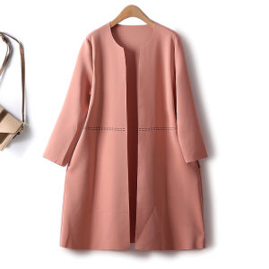 เสื้อแจ็คเก็ตทรงตรงสไตล์เรโทรสำหรับผู้หญิง ฤดูใบไม้ผลิและฤดูใบไม้ร่วง ไม่มีกระดุม ดีไซน์เรียบง่าย ไม่มีซิป แขนยาว ปกกลม