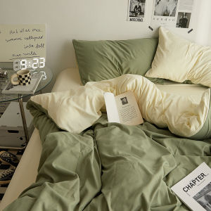 Simple Style Dual Color Cotton Bedding Set Dormitory Non-Cotton Three-Piece Four-Piece Quilt Cover Sheet Pillowcase Set