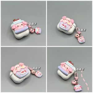 Cute 3D Stickers Wireless Bluetooth Earphone Protective Case for HP H10G Cartoon Strawberry Pig Soft Silicone Anti-Fall Transparent Cover