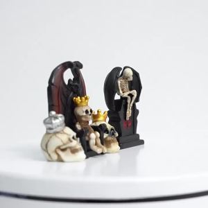 Halloween Black Wind Miniature Skull Decoration Set Moss Pottery DIY Landscape Accessories Mini Resin Handmade Decoration