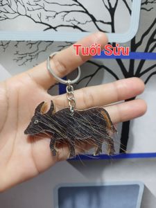 Móc khóa da trâu tuổi Sửu