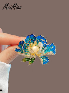 Elegant Enamel Peony Brooch Pin for Women High End Fashion Accessory Suitable for Hanfu Western Suit Pearl water