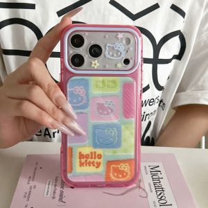 Sanrio | Cute Cartoon Colour Block Sanrio Line Hello Kitty Phone Case For iphone 17 16 15 Pro Max 17Pro Full Lens Camera Protective Cover