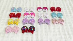 Herocross | New Cute 2.8" Glitter Mouse Ears Hair Clips Girls Kids Sequins Bow Festival Hairpins 2025 Party DIY Hair Accessories Femme