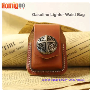 Homigoo Kerosene Gasoline Lighter Leather Waist Bag For Zippo Lighters Handmade Belt Holster Lighter Case