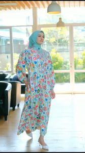 BLOOM DRESS TERBARU BY GIOK SCARF&APPAREL BAHAN ARIANA ALL SIZE DRESS MURAH ELEGAN CANTIK KEKINIAN