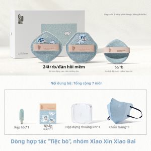 GUOXIAONIU | Bộ Đệm Phấn Nền Bông Kẹo Xốp