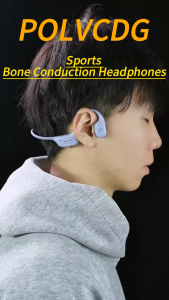 Polvcdd-H70-IPX8 Waterproof Swimming Bone Conduction Headphones (LED Light) Night Running Sports Bone Conduction Headphones Bluetooth 6.0 With Microphone