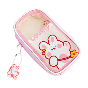 กล่องดินสอนักเรียน กล่องเครื่องเขียน เรียบง่ายและโปร่งใส กระเป๋าใส่ดินสอความจุขนาดใหญ่ กระเป๋าเก็บของ เครื่องเขียนนักเรียนแบบพกพา ลายสัตว์น่ารัก C2155