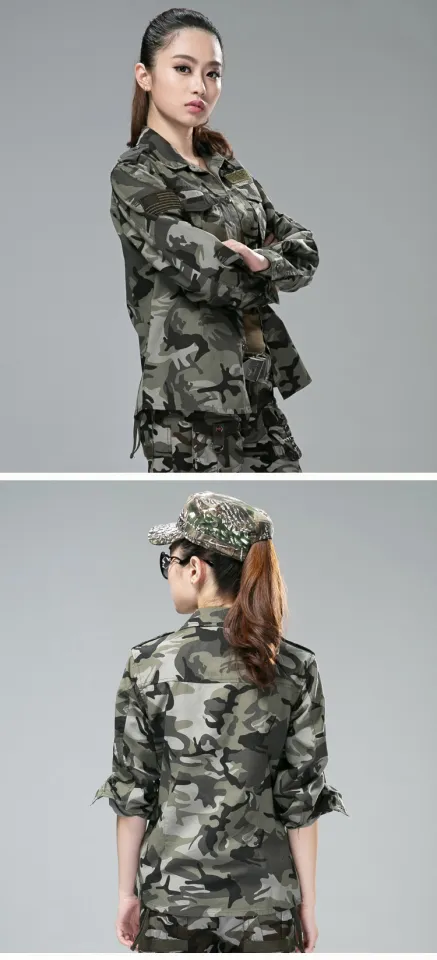 New Work Clothes Style Army Green Shirt Women Long Sleeve Loose Slim  Looking Square Collar Camouflage Jacket Korean Style Spring and Autumn  Fashion Brand