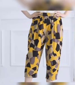 100% Cotton Pants Women Retro Loose Cropped Womens Printed Casual Pants New Summer Thin Womens Pants