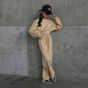 2pcs Terno for Kid Girls Suit New Girls Suit Leisure Sports Suit Middle-aged Childrens Fashion Long-Sleeved Top and Wide-leg Pants Two-Piece Set