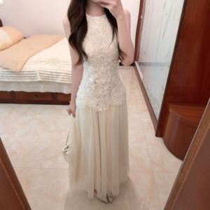 CHANGTONG | Lace Mesh Splicing Summer Dress