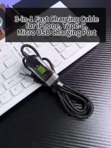3 in 1 USB 100W 6A Fast Charging Cable Car USB To Type C Micro LIGHTNING Cable For iPhone 16 15 14 13 12 11 7 8 XR X Samsung Xiaomi Huawei OPPO Nylon Braided Charging Cord