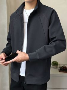 Slim Fit Hoodie Cardigan Zipper Jacket Mens Autumn Winter Short Trendy British Style Coat Youth Casual Long Sleeve Pure Color