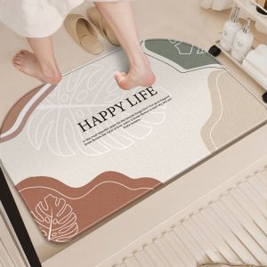 VIKAMA Ins Vintage Small Floral Diatomaceous Earth Bath Mat Quick Dry Non Slip Super Absorbent Mat for Shower Toilet Floor Decor