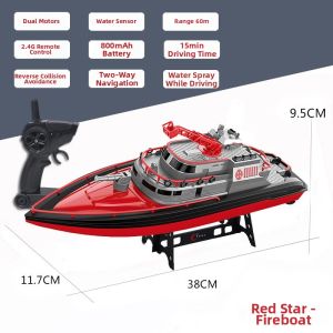 Remote Control Fireboat with Water Spray Fast Speed Electric Wireless Toy Boat