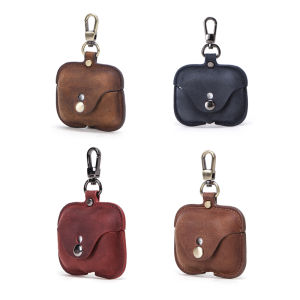 Genuine Leather Case For AirPods Pro Bluetooth Earphone Protective Cover Charging boite For Airpods 3 Pro Case With Keyring