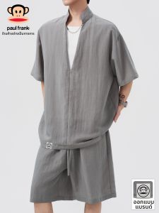 Paul Frank | Classic Rich Style Casual Athletic Set Mens Summer Tencel Linen Shorts And Short Sleeve