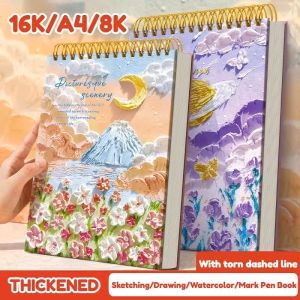 Sketchbook Hardcover Drawing Book Watercolor Sketch Book Oil Painting Book Sketchpad Blank Notebook 16K/A4/8K