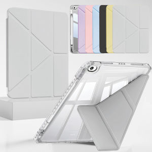 เคสอะคริลิกใสทรงตัว Y สำหรับ iPad รุ่นที่ 5 และ 6 ปี 2017 2018 Air 1 2 ขนาด 9.7 นิ้ว พร้อมช่องใส่ปากกา ฟังก์ชั่นเปิด/ปิดอัตโนมัติ