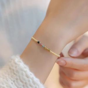 Yellow Crystal Thin Bracelet Womens Lucky Bead Bracelet Attract Wealth And Prosperity for Husband Tourmaline Jewelry Summer Gift for Besties