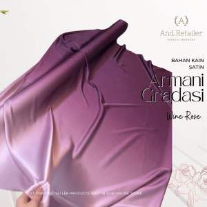 Bahan Kain Satin Armany Silk Gradasi Ombre High Quality Warna Wine Burgundy