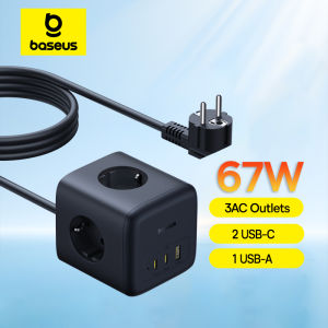 Baseus 67W GaN Charger Fast Power Strip USB-C Fast Charging 3AC Outlet 6 in 1 Desktop Station For Laptop iPhone Samsung Xiaomi