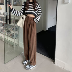 Coffee Color Autumn and Winter High Waist Leisure Corduroy Pants