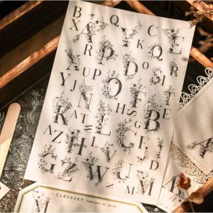 Aesthetic Art Letter Alphabet Rub on Stickers Flower Word Transfers for Scrapbooking Junk Journal Deco Crafting Supplies