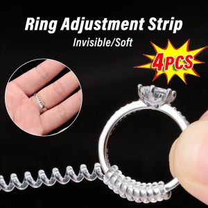 4ชิ้นแหวนที่มองไม่เห็นแหวนปรับระดับขนาดดินสอปลาปีศาจสปริงเกลียวปรับที่รัดแน่นโปร่งใสตัวปรับขนาดแหวนเครื่องประดับ