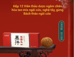 Hộp 12 Viên thảo dược ngâm chân hòa tan mix 3 vị ngải cứu nghệ tây gừng