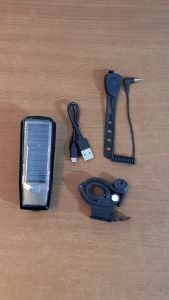 Lampu Depan Sepeda Rockbros HJ052W Bicycle Headlight 350 Lumen + Klakson Bell Senter Solar Power / Charge USB