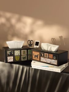 Meisda High-End Leather Tissue Box Multi-Function Desktop Remote Control Storage Box Creative Home Living Room Tissue Holder