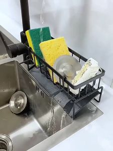 Sink Storage Rack Sponge Holder Kitchen Sink Drainer Rack Hanging Kitchen Organizer Dish Cloth Rack  Bekas Span Rak Sinki Dapur