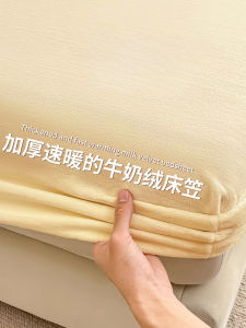 Thickened Milk Velvet Coral Fleece Bed Canopy Single Piece Winter Warm Mattress Protector Full Wrap Bed Sheet Cover Elastic Hem