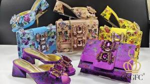 QSGFC Italian Sandals and Bags Matching Set 2026 Women Heel Party for Rose Gold Colour Wedding Bigger Size Thick Heel Shoes