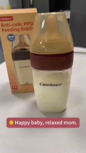 Comboer PPSU วัสดุขวดนมทารกแรกเกิดขนาด 6.0 ลำกล้องป้องกันอาการจุกเสียดนมแม่ระดับอุณหภูมิปลอดสาร BPA