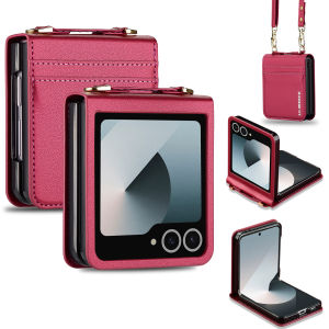 szhaiyu | Cards Holder Wallet Leather Phone Case for Samsung Galaxy Z Flip 8 7 FE 6 5 4 5G Flip8 Wrist Strap Crossbody Lanyard Cover