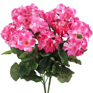 Bó Hoa Giả Geranium Đỏ 14 Inch Làm Từ Lụa Dùng Trang Trí Ngoài Trời Ban Công Sân Vườn Nhà Cửa Đám Cưới Đài Phun Nước