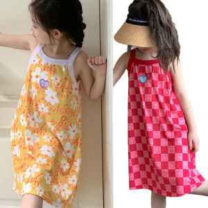 Váy thời trang bé gái 1-8 tuổi Đầm cổ yếm bé gái Hàn Quốc váy không tay thường ngày cho trẻ em đi biển Váy trẻ em ở nhà