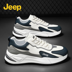 รองเท้าผ้าใบลำลองสำหรับผู้ชาย Jeep 2024 รองเท้าผ้าใบหนังสไตล์ใหม่ฤดูใบไม้ร่วง/ฤดูหนาว รองเท้าผ้าใบเด็กวัยรุ่นทันสมัย ​​รองเท้าผ้าใบทรงสปอร์ต