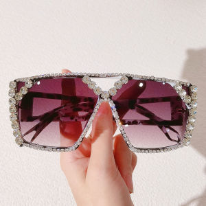 Oversized Rhinestone-Embellished Sunglasses Stylish & Quirky Eyewear for Travel & Parties