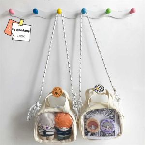 Japanese Style Snacks Transparent Cartoon Backpack Crossbody Bag 10cm Cotton Doll Shoulder Bag Casual Minimalist Small round Bag 2024