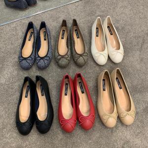 Red Flat Summer Ballet Shoes With Bow