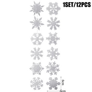 【On Sale】12Pcs จี้ห้อยเกล็ดหิมะเทียมสีขาวรูปเกล็ดหิมะของตกแต่งเทศกาลในบ้านคริสต์มาส