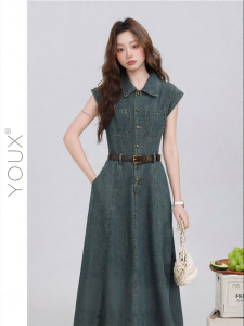 YOUXIANG | Đầm Denim Voan